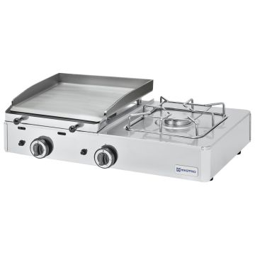 Gas-Kombigrillplatte mit 1 Grillzone und 1 Gasbrenner, Tischmodell - LPG