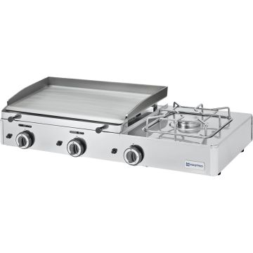 Gas-Kombigrillplatte mit 2 Grillzonen und 1 Gasbrenner, Tischmodell - LPG