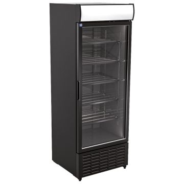 Getränkekühlvitrine 707 Liter mit Glastür und Werbedisplay, 5 Roste, +1°/+9°C - Farbe schwarz