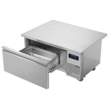 Kühlunterbau mit 1 Schubladen GN 2/1 H=150 mm für Kochgeräte, B=1200 mm - Arbeitsplatte 900 mm tief