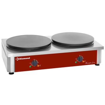 Elektro Doppel Crepiere, hohe Leistung, Ø 400mm "emailliert" (860x500x240mm)