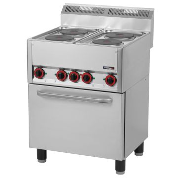 Electric 4 burners cooker with ventilated electric oven GN 1/1 66