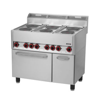 Electric 6 burners cooker with ventilated electric oven GN 1/1 99