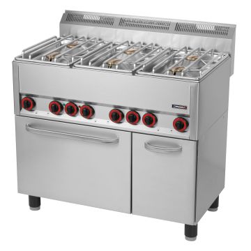 Gas cooker 6 burners with electric ventilated oven GN 1/1 99