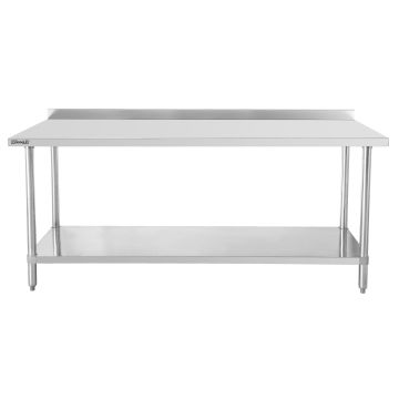 Workbench stainless steel 600 with backsplash and shelf 800 mm