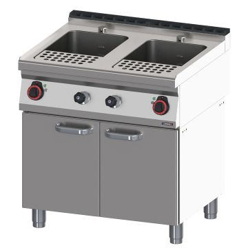 Pasta cooker 2 x 23 liters with open cabinet 80