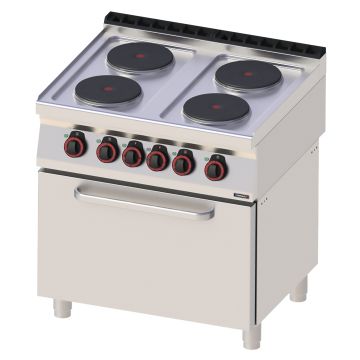 Electric 4 burners cooker with static electric oven GN 2/1 80