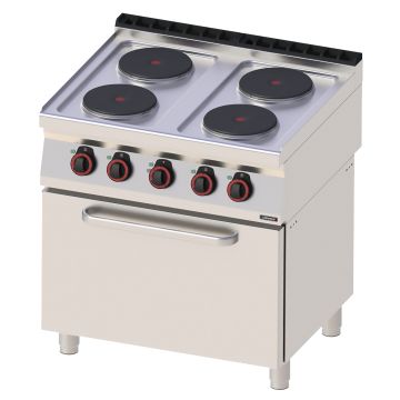 Electric 4 burners cooker with ventilated electric oven GN 1/1 80