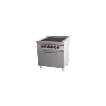 Electric 4 solid tops cooker with ventilated electric oven GN 1/1 80