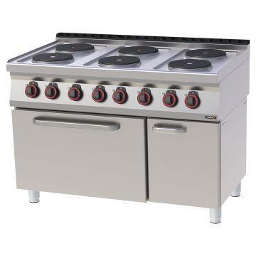 Electric 6 burners cooker with static electric oven GN 2/1 120