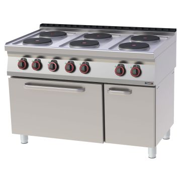 Electric 6 burners cooker with ventilated electric oven GN 1/1 120