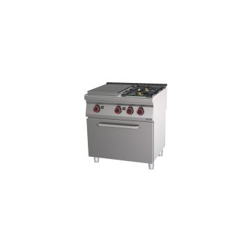 Gas cooker 2 burners + 1 solid top with gas oven GN 1/1 80