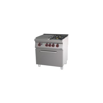Gas cooker 2 burners + 1 solid top with gas oven GN 2/1 80