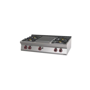 Gas table-top cooker 4 burners + 1 solid top 120