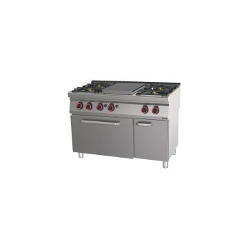 Gas cooker 4 burners + 1 solid top with gas oven GN 1/1 120
