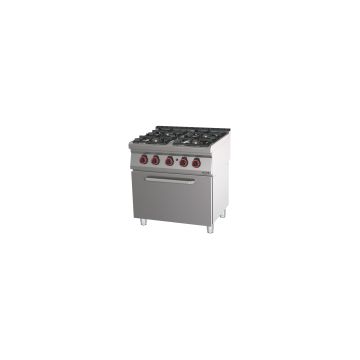 Gas cooker 4 burners with gas oven GN 2/1 HP 80