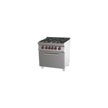 Gas cooker 4 burners with static electric oven GN 2/1 HP 80