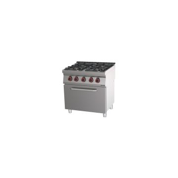 Gas cooker 4 burners with ventilated electric oven GN 1/1 80