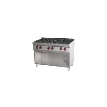 Gas cooker 6 burners with open cabinet 120