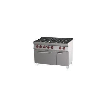 Gas cooker 6 burners with gas oven GN 2/1 HP 120