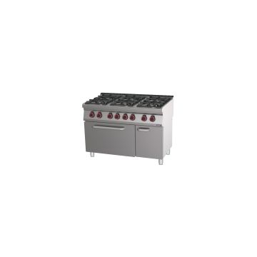 Gas cooker 6 burners with static electric oven GN 2/1 120