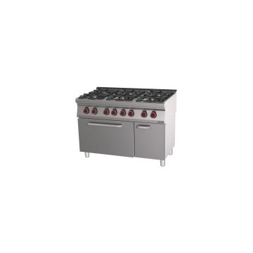 Gas cooker 6 burners with static electric oven GN 2/1 HP 120