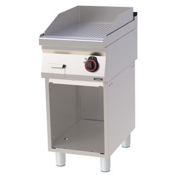 Griddle plate Grooved Chrome with open cabinet 40