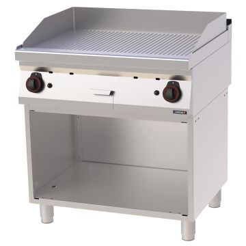Gas griddle plate Grooved Cast iron with open cabinet 80