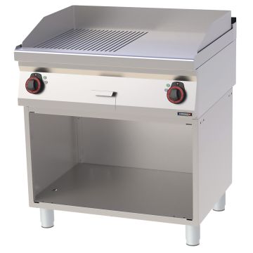 Griddle plate Grooved Smooth Cast iron with open cabinet 80