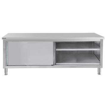 Workbench stainless steel 700 with sliding doors 1400 mm