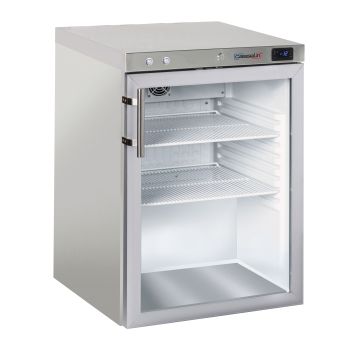 Upright glass door freezer 140 L Steel
