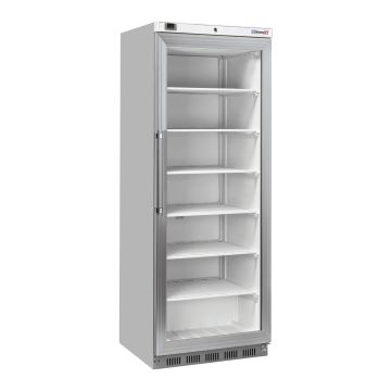 Upright glass door freezer 400 L Steel