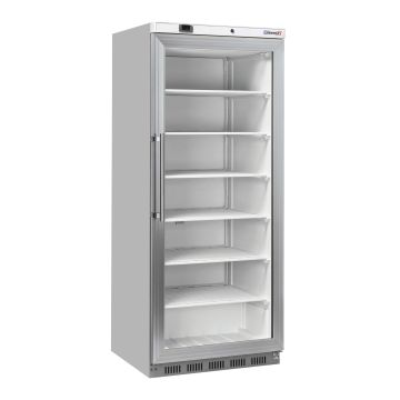 Upright glass door freezer 600 L Steel