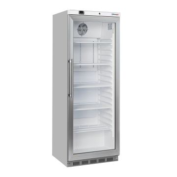 Upright glass door fridge 400 L Steel