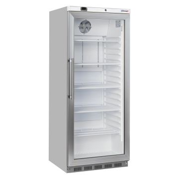 Upright glass door fridge 600 L Steel