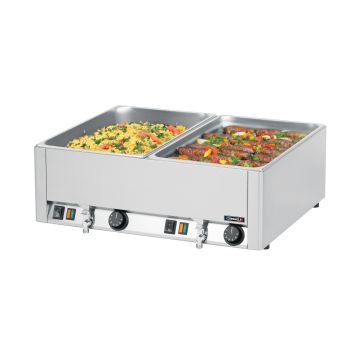 Double bain-marie GN 1/1 with 2 drain taps