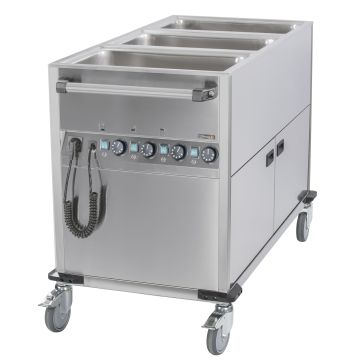 Bain-marie trolley water-heated with heated cabinet 3 x GN 1/1