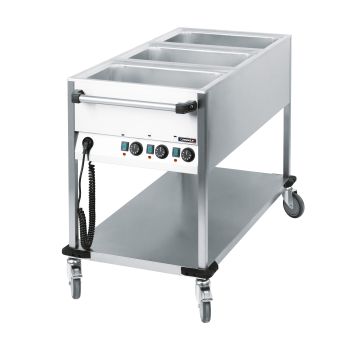 Bain-marie trolley water-heated 
3 x GN 1/1
