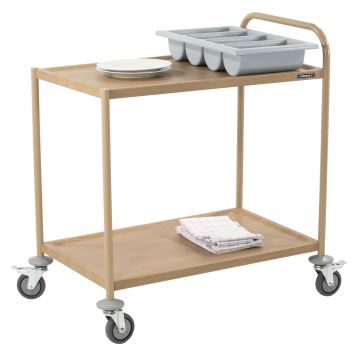 Serving cart in wood effect 2 trays 1 hoop