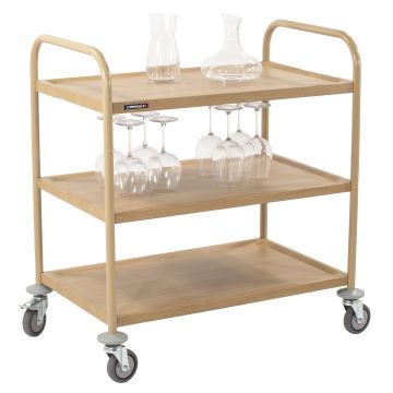 Serving cart in wood effect 3 trays