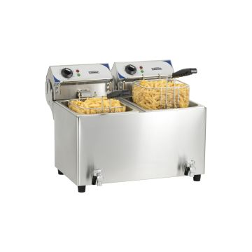 Electric deep fryer with drain tap 2 x 7 liters