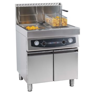 Gas deep fryer with cabinet 2 x 17 liters