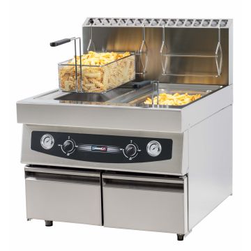Gas deep fryer with drain tap 2 x 17 liters