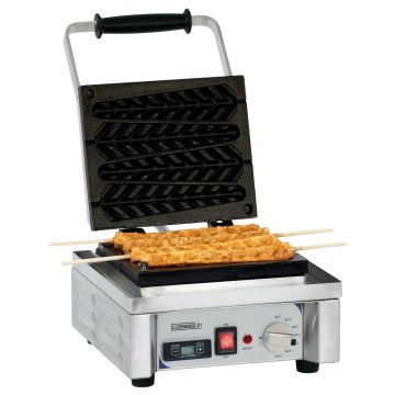 "On stick" waffle maker single 90° opening