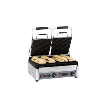 Double contact grill Premium grooved - grooved with timer