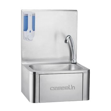 Knee operated wash hand basin