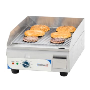 Electric griddle compact premium grooved