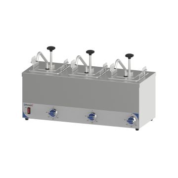 Triple heated pump dispenser