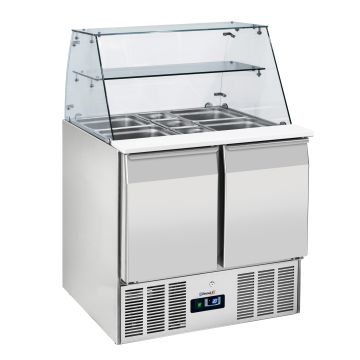 Saladette with glass display 2 doors GN 1/1