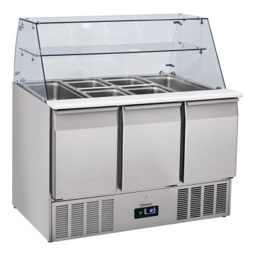 Saladette with glass door 3 display GN 1/1